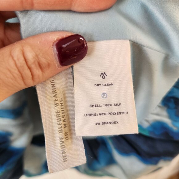 Martin & Osa 100% Silk Watercolor Blue Dress Cocktail Fit and Flare Women's 6 - Picture 5 of 6